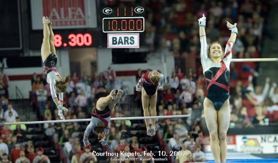 Courtney Kupets with a perfect 10 on bars